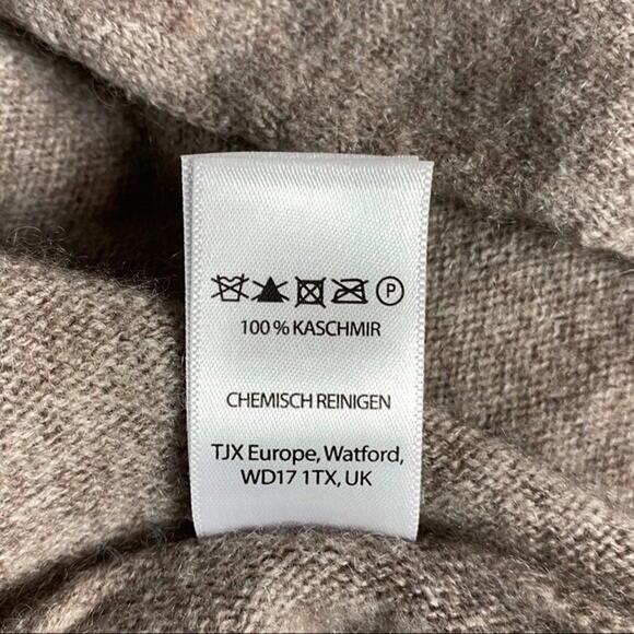 Cynthia Rowley Sweater Mock Cowl Turtleneck Beige Tan Knit Pullover Cashmere L - Picture 7 of 9